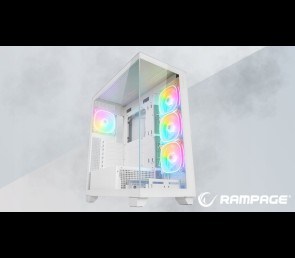 Rampage Hydra V1 Obudowa PC gaming 4x wentylator ARGB USB C USB A hub biały