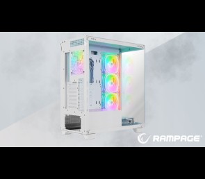 Rampage Hydra V1 Obudowa PC gaming 4x wentylator ARGB USB C USB A hub biały