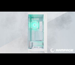 Rampage Hydra V1 Obudowa PC gaming 4x wentylator ARGB USB C USB A hub biały
