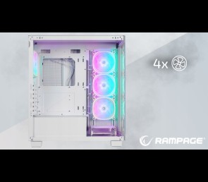 Rampage Hydra V1 Obudowa PC gaming 4x wentylator ARGB USB C USB A hub biały