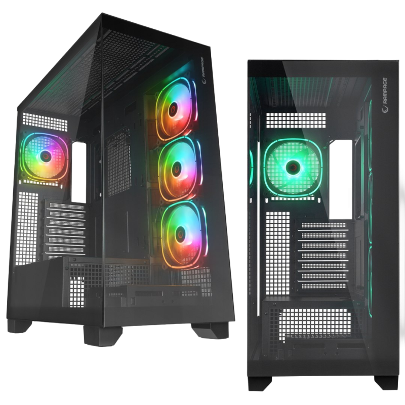 Rampage Hydra V1 Obudowa PC Gaming ARGB USB C USB A Czarna Rampage Hydra V1 Obudowa PC Gaming ARGB USB C USB A Czarna
