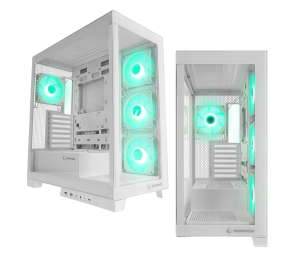 Rampage Hydra V2 obudowa PC akwarium ARGB biała trzy panele szkło hartowane