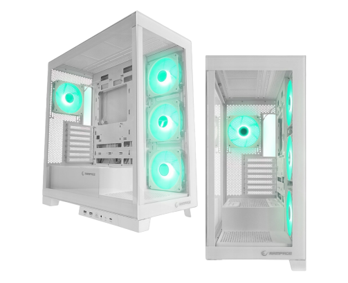 Rampage Hydra V2 obudowa PC akwarium ARGB biała trzy panele szkło hartowane