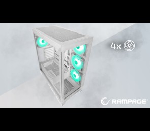 Rampage Hydra V2 obudowa PC akwarium ARGB biała trzy panele szkło hartowane