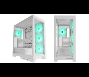 Rampage Hydra V2 obudowa PC akwarium ARGB biała trzy panele szkło hartowane