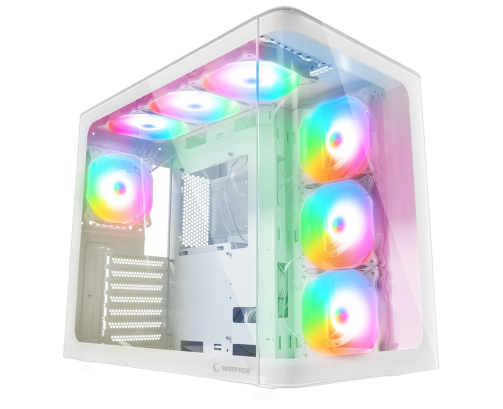 Rampage Loopy obudowa PC biała 7x wentylatorów ARGB Infinity HUB wydajna
