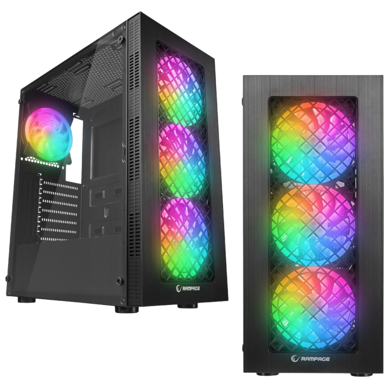 Rampage PLAID V1 Obudowa PC Mid Tower RGB okno hartowane czarna gamingowa Rampage PLAID V1 Obudowa PC Mid Tower RGB okno hartowane czarna gamingowa