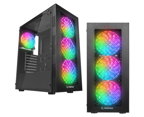 Rampage PLAID V1 Obudowa PC Mid Tower RGB okno hartowane czarna gamingowa