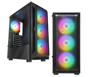 Rampage SHIVA Obudowa PC hartowane szkło 4x 120mm Rainbow czarna