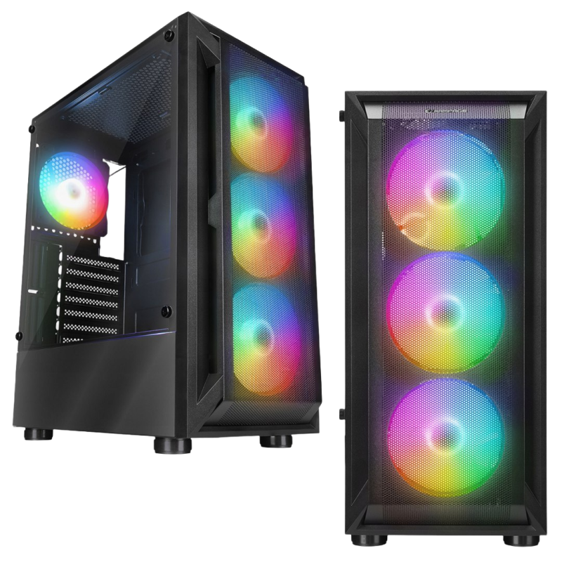 Rampage SHIVA Obudowa PC hartowane szkło 4x 120mm Rainbow czarna Rampage SHIVA Obudowa PC hartowane szkło 4x 120mm Rainbow czarna