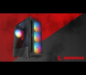 Rampage SHIVA Obudowa PC hartowane szkło 4x 120mm Rainbow czarna