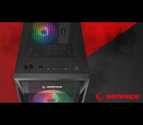 Rampage SHIVA Obudowa PC hartowane szkło 4x 120mm Rainbow czarna