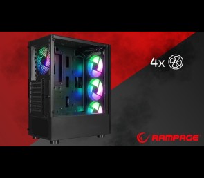 Rampage SHIVA Obudowa PC hartowane szkło 4x 120mm Rainbow czarna