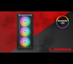 Rampage SHIVA Obudowa PC hartowane szkło 4x 120mm Rainbow czarna