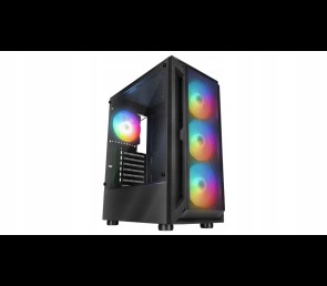 Rampage SHIVA Obudowa PC hartowane szkło 4x 120mm Rainbow czarna