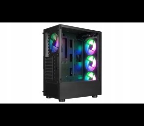 Rampage SHIVA Obudowa PC hartowane szkło 4x 120mm Rainbow czarna