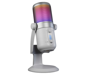 Rampage Diyez mikrofon gamingowy dotykowy RGB USB C biały kompaktowy