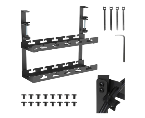 Organizer Maclean MC-104 B podbiurkowy na kable czarny solidny