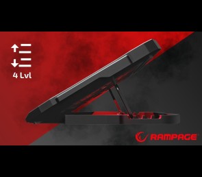 Rampage AD-RC4 Podstawka chłodząca pod laptop gaming czarna LED regulowana