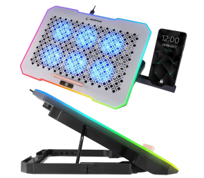Rampage FREEZ Podstawka chłodząca laptopy 9-17 6 wentylatorów RGB srebrna