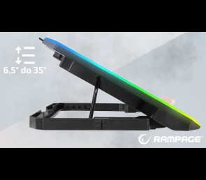 Rampage FREEZ Podstawka chłodząca laptopy 9-17 6 wentylatorów RGB srebrna