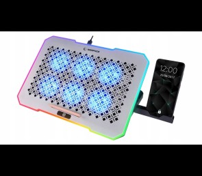 Rampage FREEZ Podstawka chłodząca laptopy 9-17 6 wentylatorów RGB srebrna