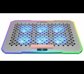 Rampage FREEZ Podstawka chłodząca laptopy 9-17 6 wentylatorów RGB srebrna