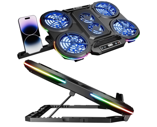 Rampage PROTE R6 Podstawka chłodząca laptop 10-17 RGB regulowana gamingowa