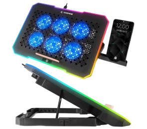 Rampage S48 FREEZ Podstawka chłodząca pod laptop 9-17 RGB 6 wentylatorów