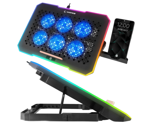 Rampage S48 FREEZ Podstawka chłodząca pod laptop 9-17 RGB 6 wentylatorów