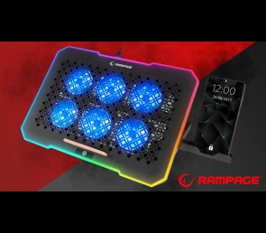 Rampage S48 FREEZ Podstawka chłodząca pod laptop 9-17 RGB 6 wentylatorów
