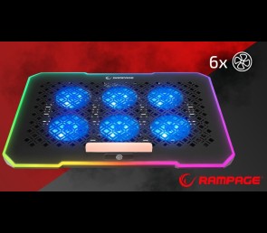 Rampage S48 FREEZ Podstawka chłodząca pod laptop 9-17 RGB 6 wentylatorów