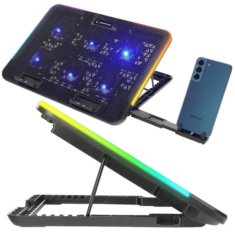 Rampage Sixpower R9 podstawka chłodząca pod laptop 15 cali RGB regulowana Rampage Sixpower R9 podstawka chłodząca pod laptop 15 cali RGB regulowana