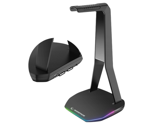 Rampage Tower T14 Stojak na słuchawki gaming RGB hub 2x USB stabilny czarny