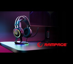 Rampage Tower T14 Stojak na słuchawki gaming RGB hub 2x USB stabilny czarny