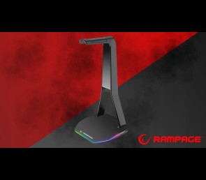 Rampage Tower T14 Stojak na słuchawki gaming RGB hub 2x USB stabilny czarny