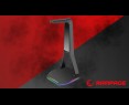 Rampage Tower T14 Stojak na słuchawki gaming RGB hub 2x USB stabilny czarny Rampage Tower T14 Stojak na słuchawki gaming RGB hub 2x USB stabilny czarny
