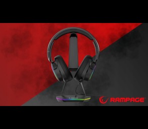 Rampage Tower T14 Stojak na słuchawki gaming RGB hub 2x USB stabilny czarny