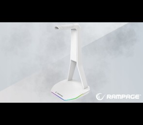 Rampage Tower T14 stojak na słuchawki gamingowy RGB hub 2x USB biały