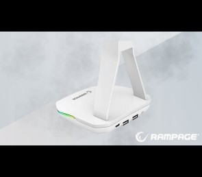 Rampage Tower T14 stojak na słuchawki gamingowy RGB hub 2x USB biały