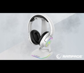 Rampage Tower T14 stojak na słuchawki gamingowy RGB hub 2x USB biały