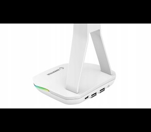 Rampage Tower T14 stojak na słuchawki gamingowy RGB hub 2x USB biały