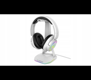 Rampage Tower T14 stojak na słuchawki gamingowy RGB hub 2x USB biały