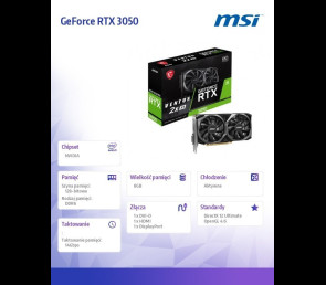 Karta graficzna MSI GeForce RTX 3050 8GB GDDR6 aktywne chłodzenie