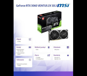 Karta graficzna MSI GeForce RTX 3060 VENTUS 2X 12GB GDDR6 wydajna
