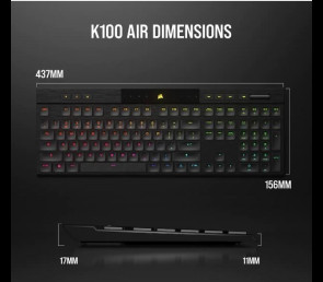 Klawiatura Corsair K100 RGB Air Wireless Ultra Thin Cherry MX bezprzewodowa