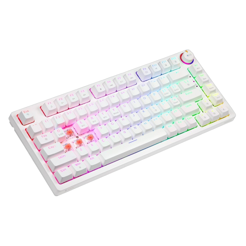 Klawiatura mechaniczna bezprzewodowa SAVIO PHENIX WHITE Gateron Red Pro ABS Klawiatura mechaniczna bezprzewodowa SAVIO PHENIX WHITE Gateron Red Pro ABS