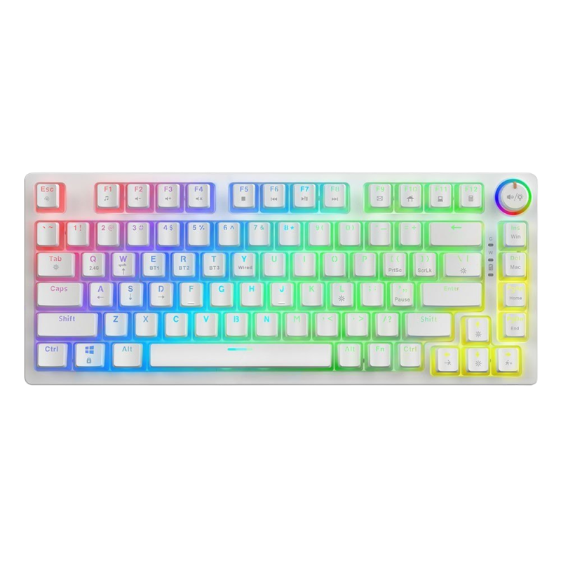 Klawiatura mechaniczna bezprzewodowa Savio PHENIX WHITE Gateron Red Pro lekkie podświetlenie Klawiatura mechaniczna bezprzewodowa Savio PHENIX WHITE Gateron Red Pro lekkie podświetlenie