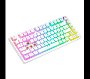 Klawiatura mechaniczna bezprzewodowa Savio PHENIX WHITE Gateron Red Pro lekkie podświetlenie
