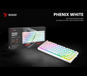 Klawiatura mechaniczna bezprzewodowa SAVIO PHENIX WHITE Gateron Yellow